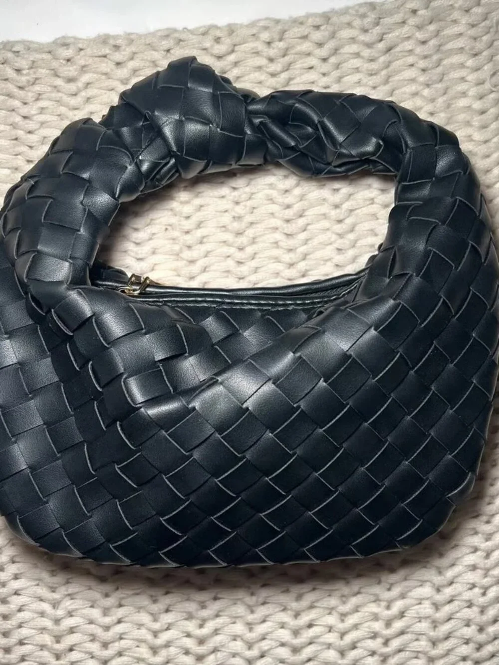 Urban Expressions Tracy Bag Woven Knot Hobo Purse Vegan Handbag Black